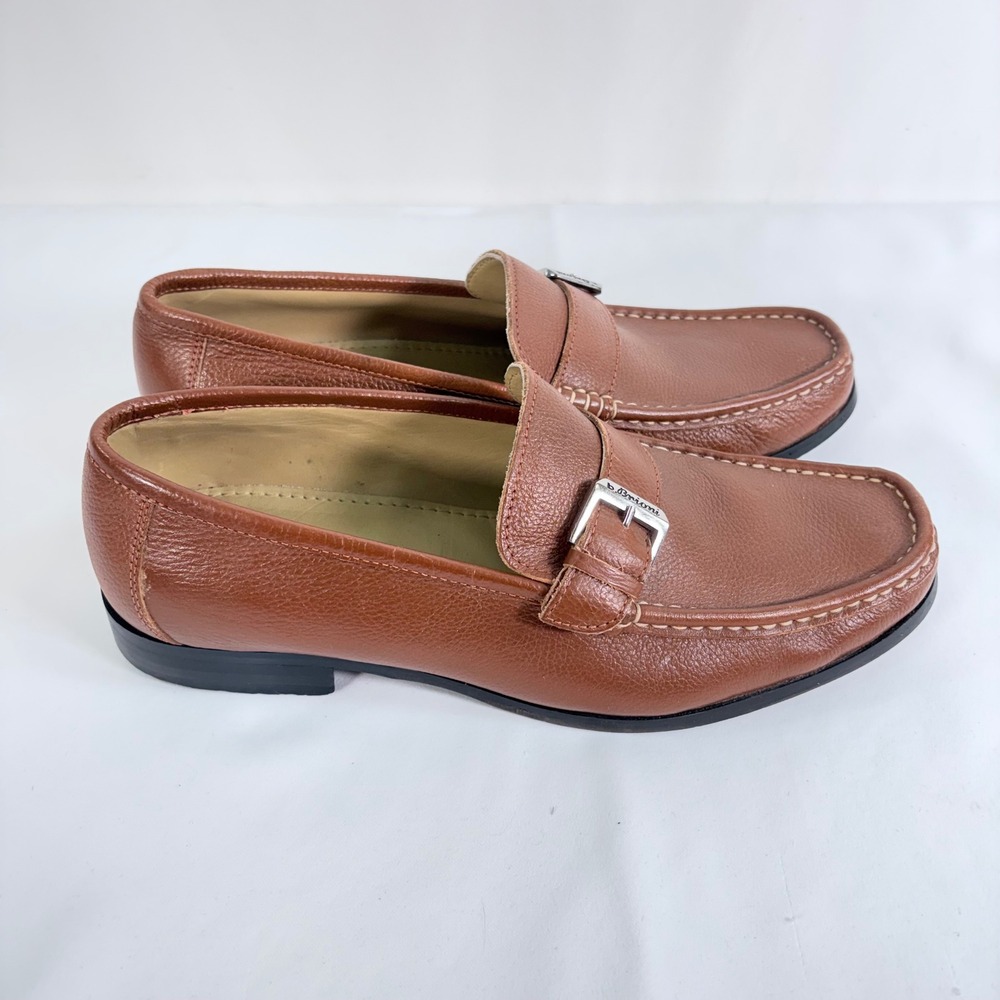 Bianco Brioni Loafers Brown Leather Buckle Moc Toe Mens Dress Shoes Size 9.5 - Picture 2 of 10